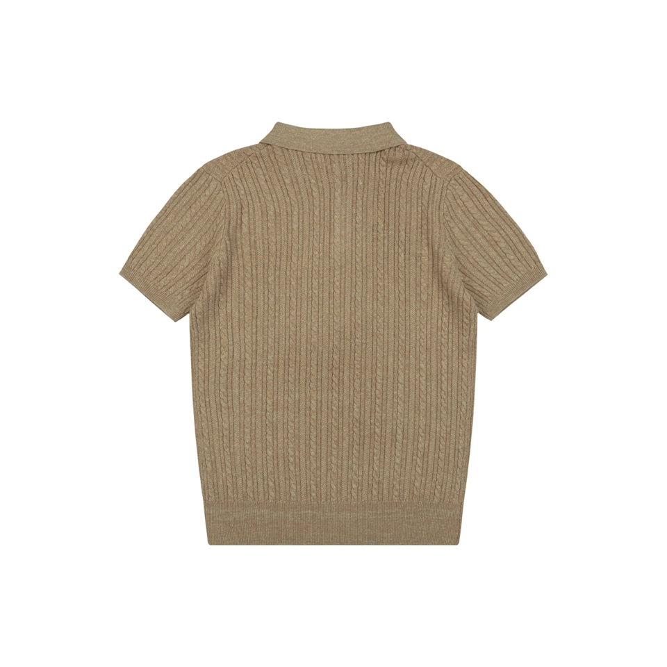Ralph Lauren Cable Knit Polo T-Shirt Brown Back view