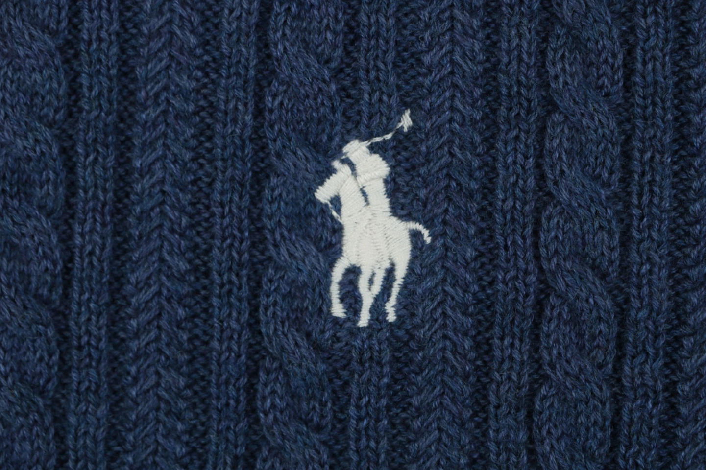 Ralph Lauren Cable Knit Polo T-Shirt Navy Brand