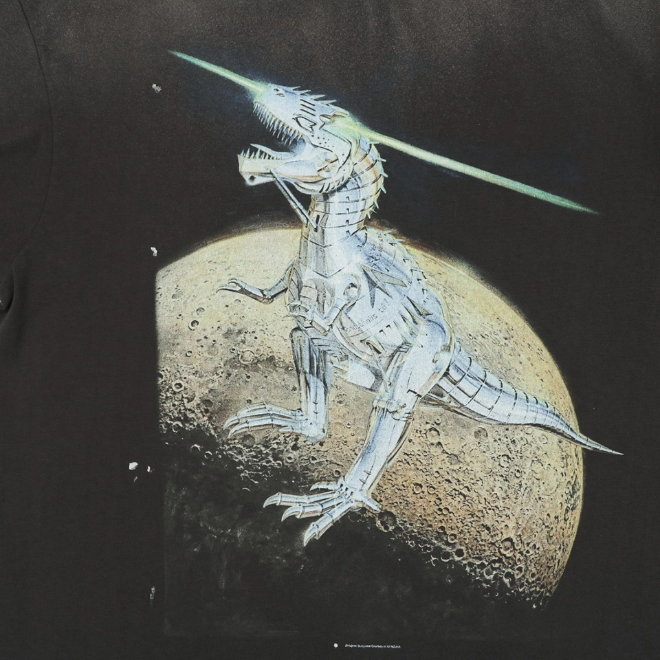 Saint Michael Mechanical Dinosaur Graphic T-Shirt Front Print