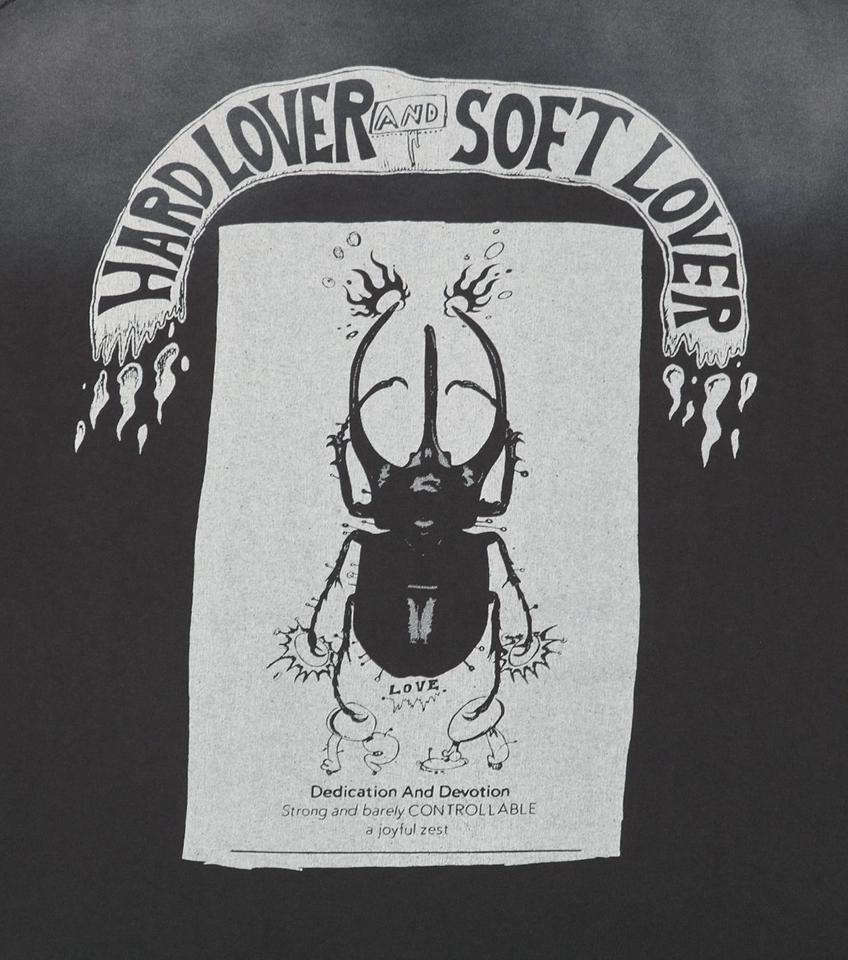 Saint Michael Skull Beetle Vintage Washed Distressed Print T-Shirt Back Print