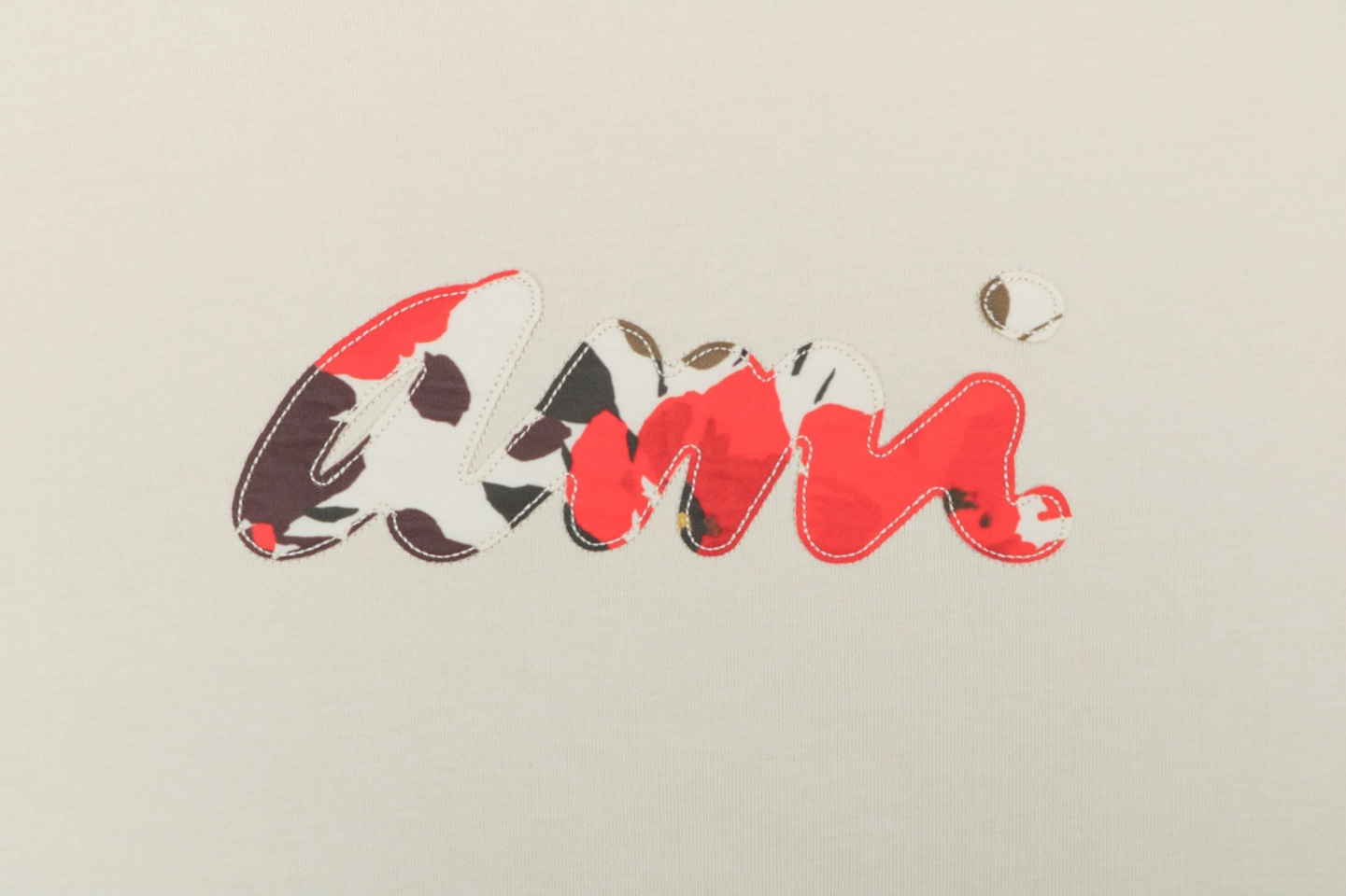 AMI Floral Letter Appliqué T-Shirt Front Print
