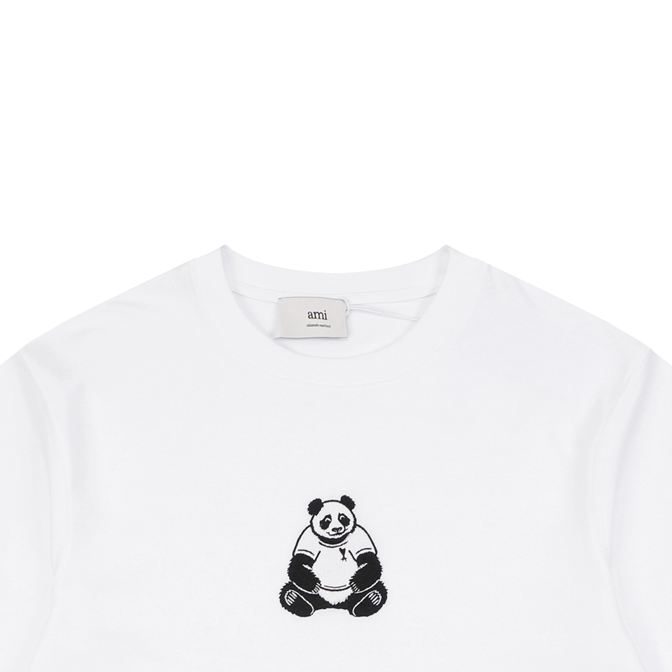 AMI Panda Heart Embroidered T-Shirt
