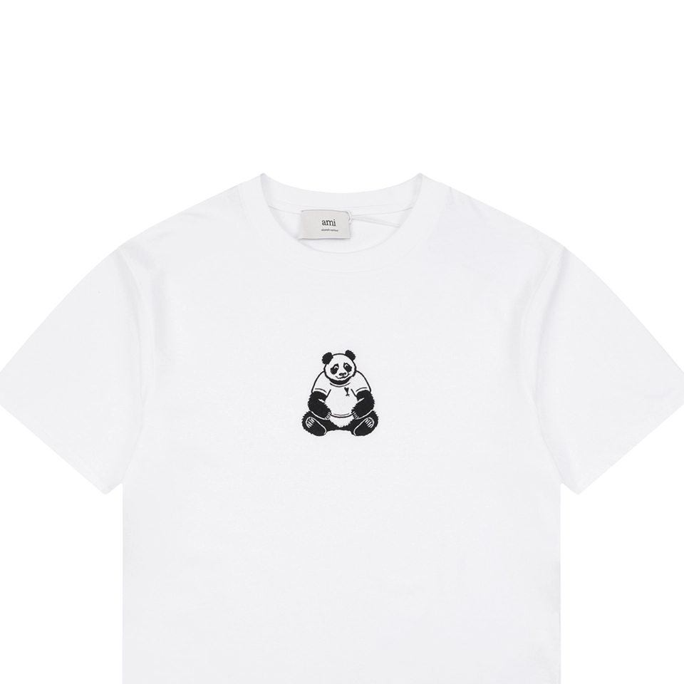 AMI Panda Heart Embroidered T-Shirt