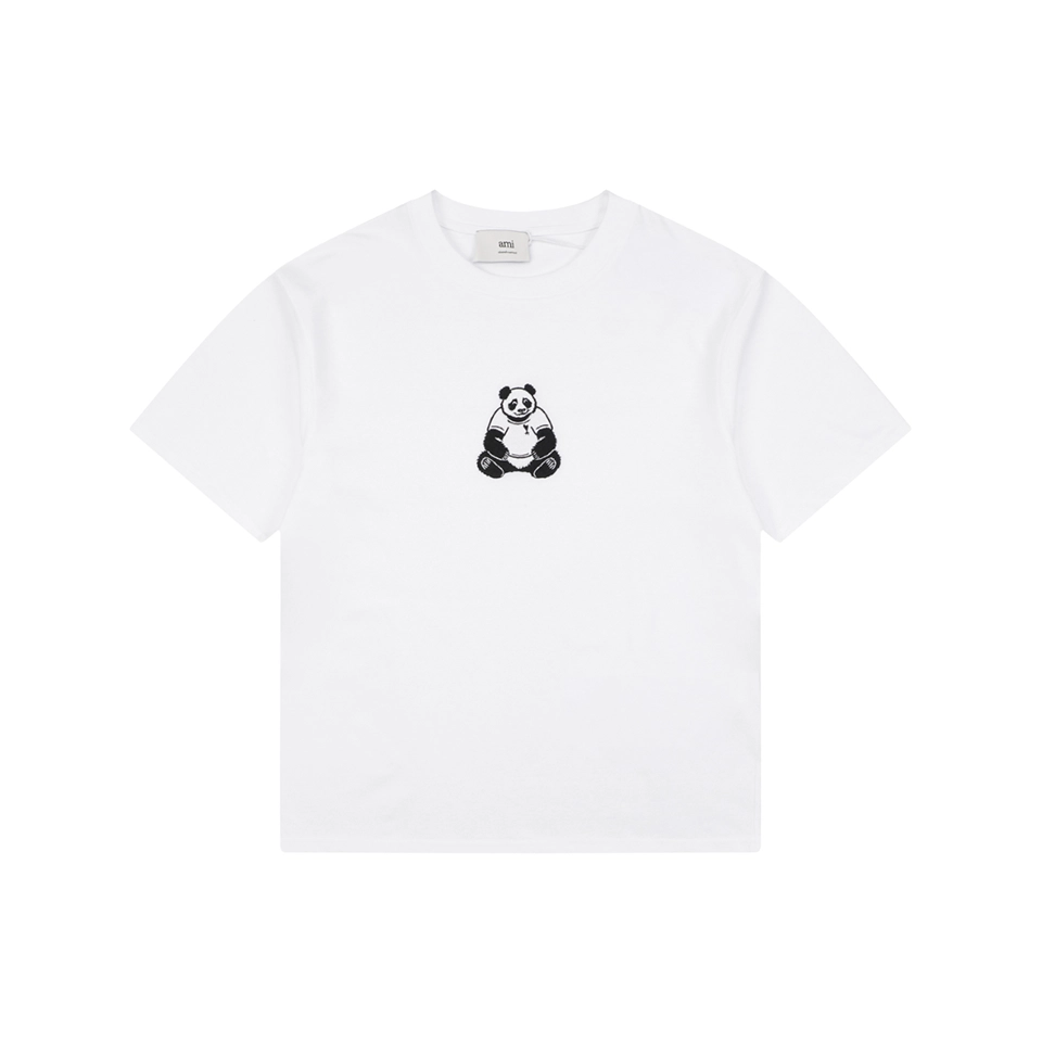 AMI Panda Heart Embroidered T-Shirt Front view