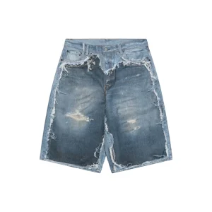 Acne Studios 1981M Trompe-l’œil Distressed Denim Shorts Front view
