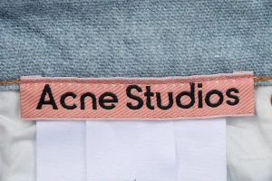 Acne Studios 1981M Trompe-l’œil Distressed Wide-Leg Jeans Brand label