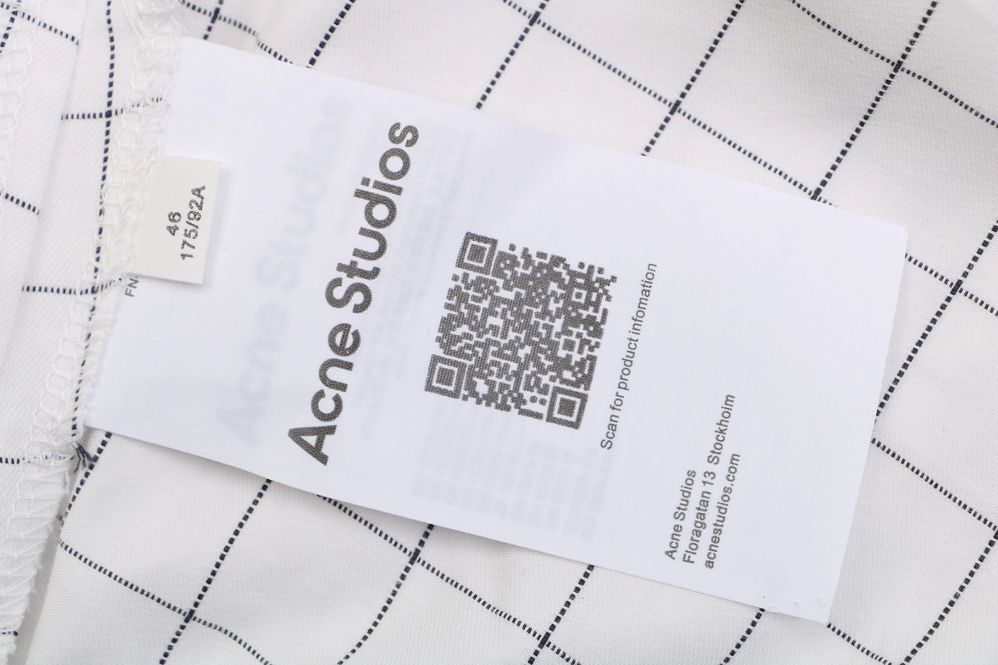 Acne Studios Grid Check Tailored Shorts Wash label