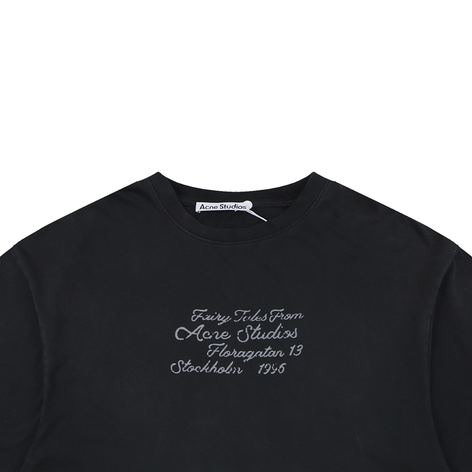 Acne Studios Signature Script Flocked T-Shirt Black