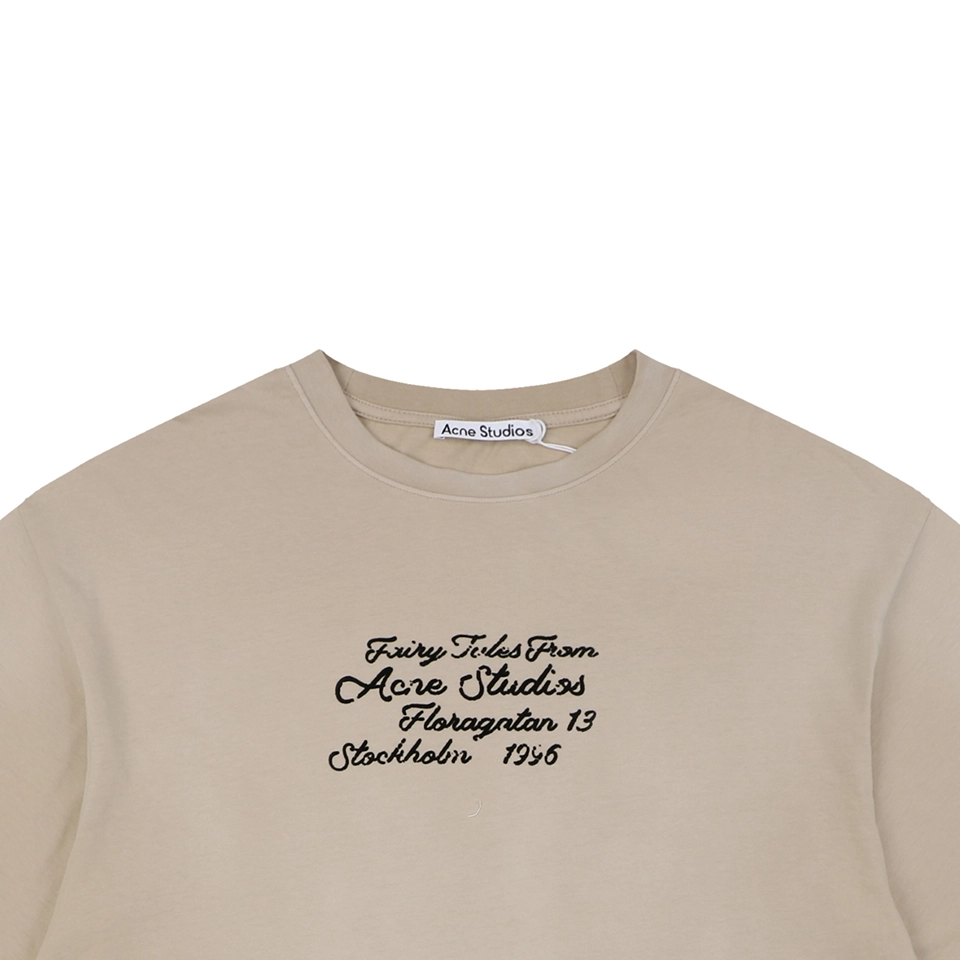 Acne Studios Signature Script Flocked T-Shirt Brown