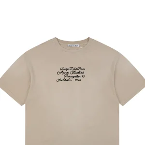 Acne Studios Signature Script Flocked T-Shirt Brown