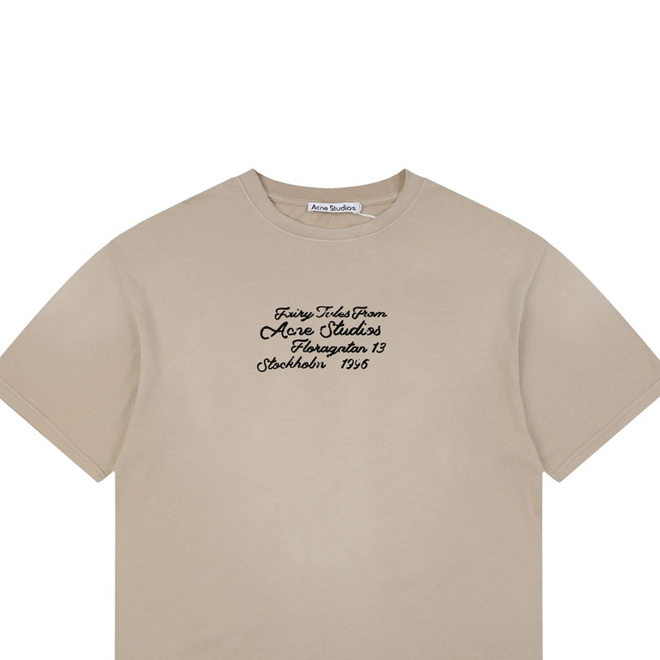 Acne Studios Signature Script Flocked T-Shirt Brown