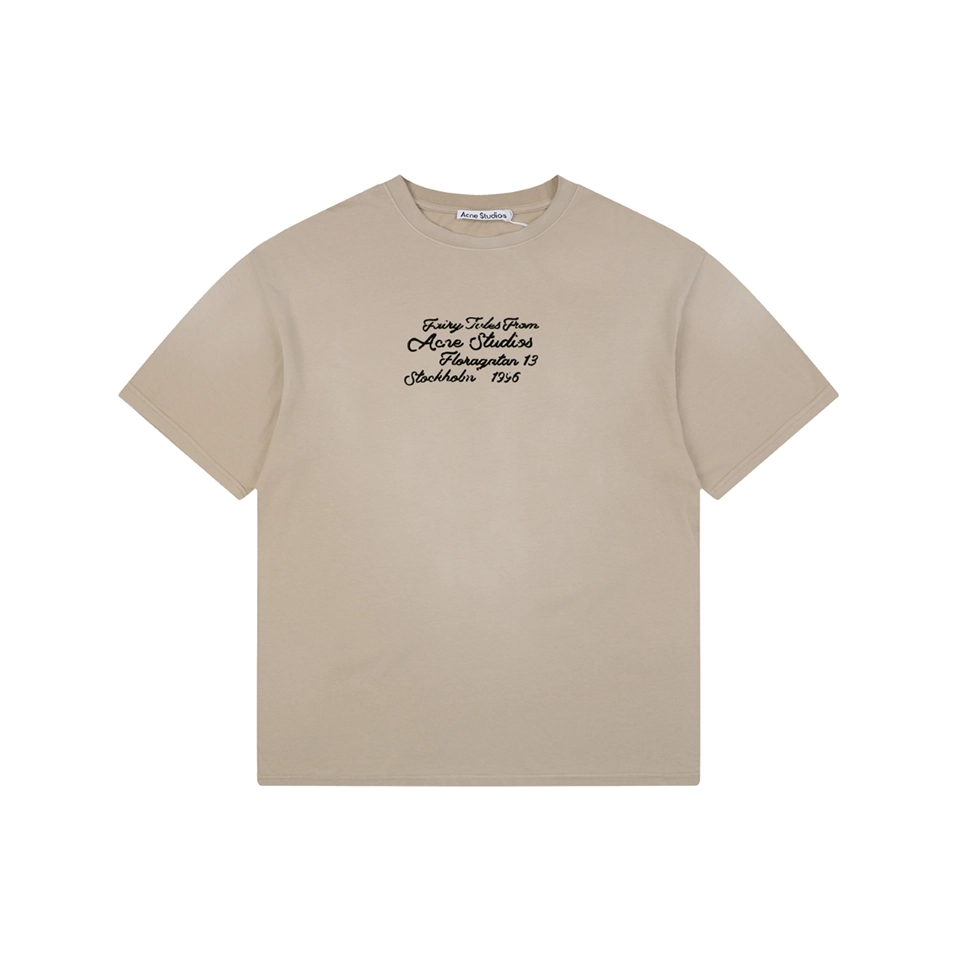 Acne Studios Signature Script Flocked T-Shirt Brown Front view