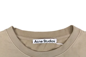 Acne Studios Signature Script Flocked T-Shirt Brown Collar