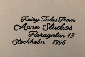 Acne Studios Signature Script Flocked T-Shirt Brown Front Print