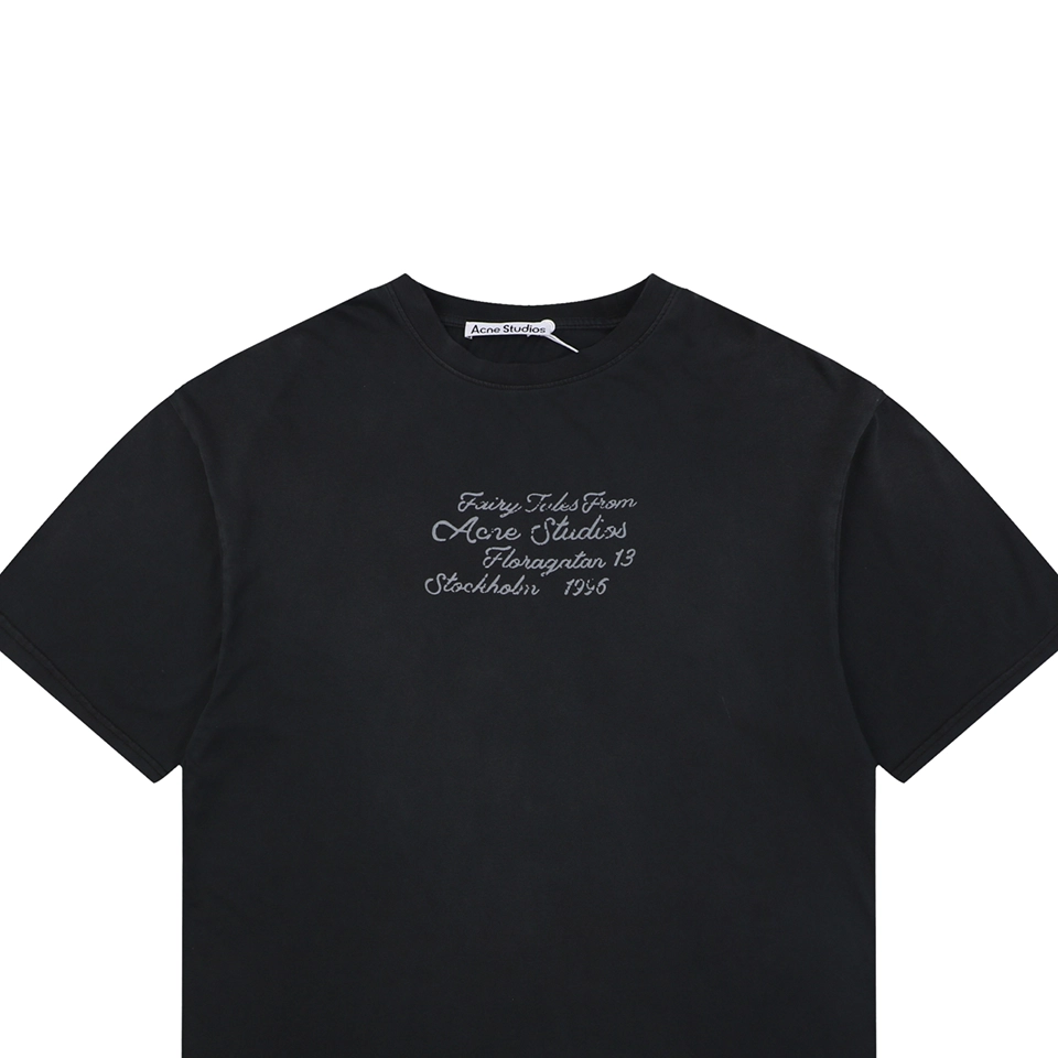 Acne Studios Signature Script Flocked T-Shirt Black