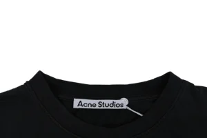 Acne Studios Signature Script Flocked T-Shirt Black Collar