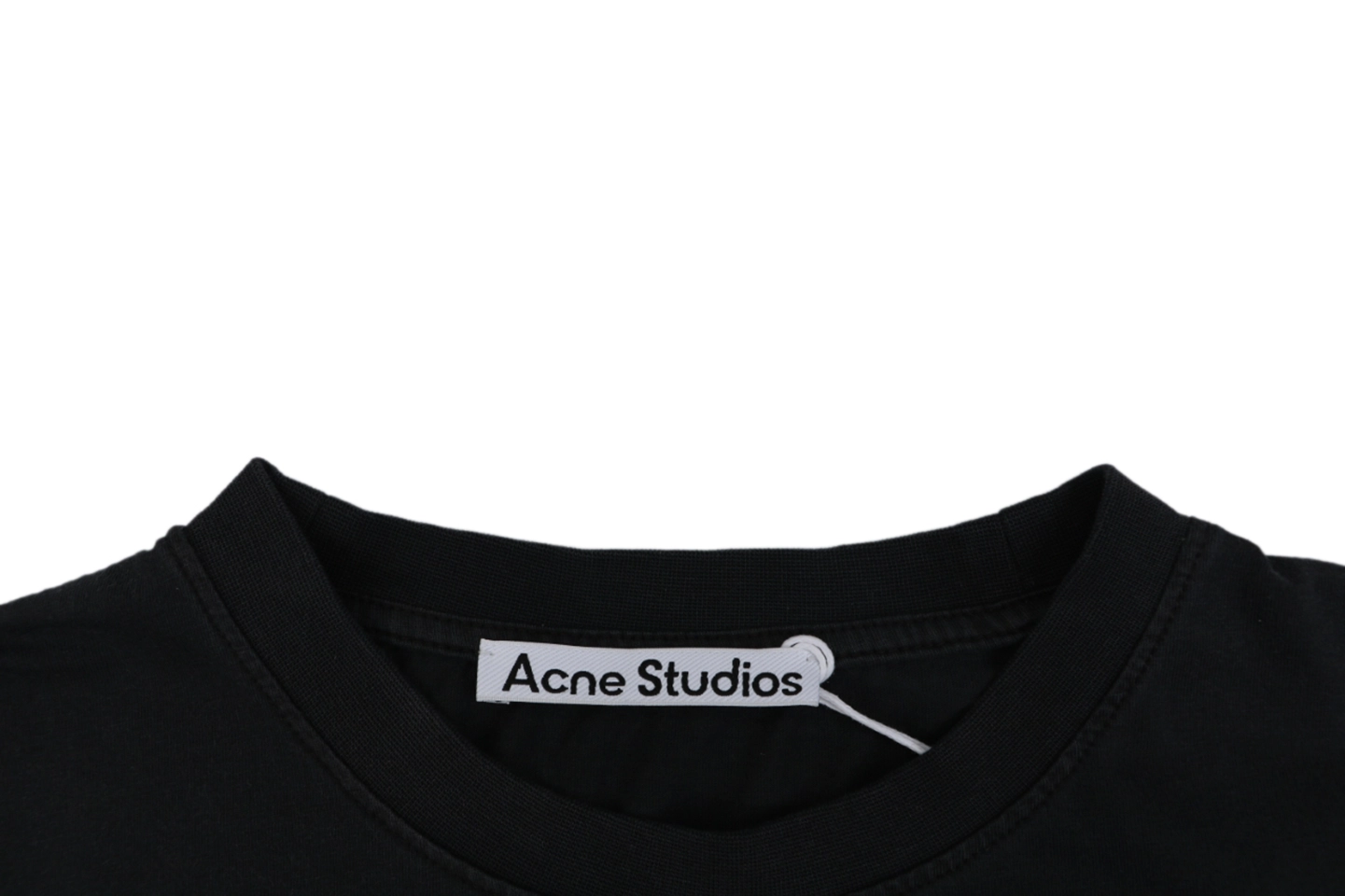 Acne Studios Signature Script Flocked T-Shirt Black Collar