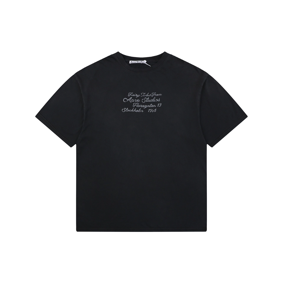 Acne Studios Signature Script Flocked T-Shirt Black Front view