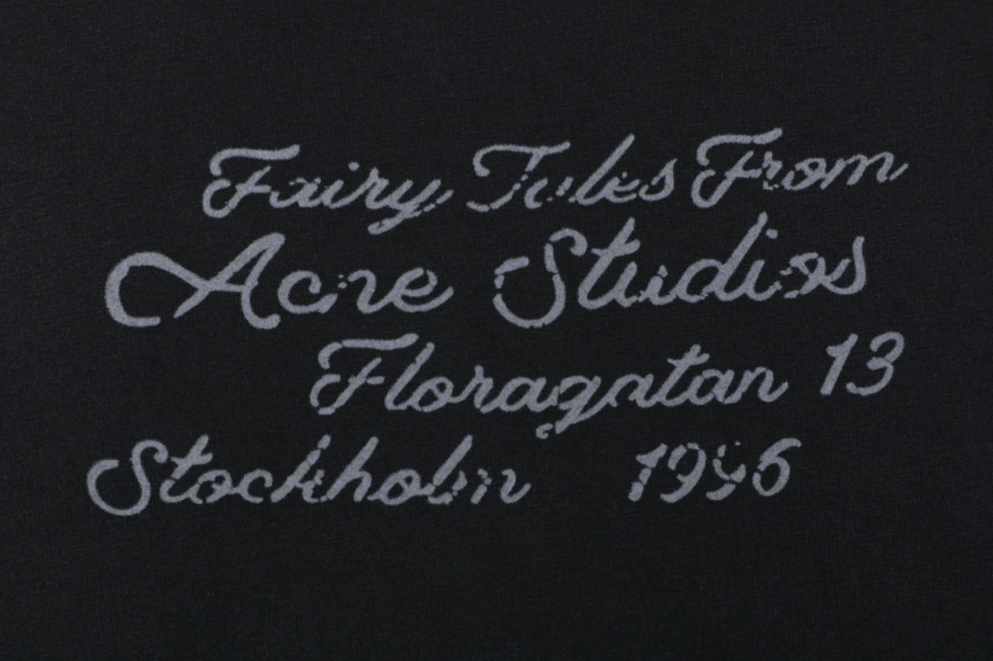 Acne Studios Signature Script Flocked T-Shirt Black Front Print