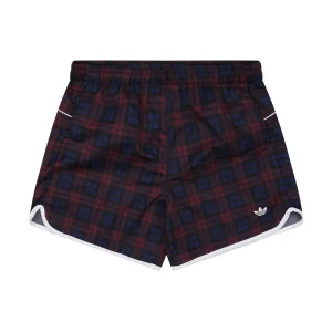 Adidas Originals Plaid Track Shorts Red Front view