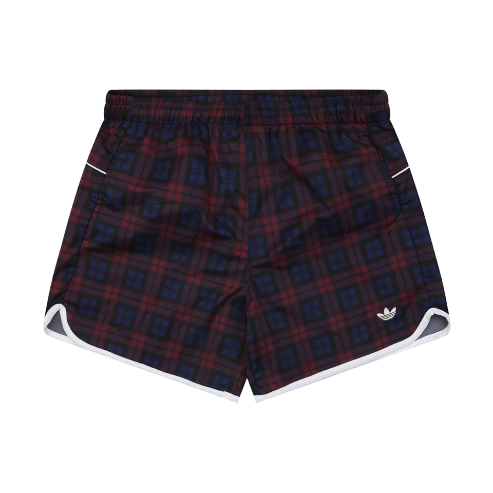 Adidas Originals Plaid Track Shorts Red Front view