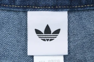 Adidas Originals Three-Stripe Denim Wide-Leg Pants Blue Brand label