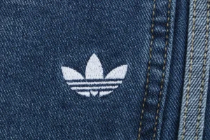 Adidas Originals Three-Stripe Denim Wide-Leg Pants Blue Brand