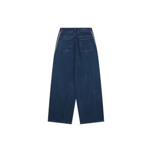 Adidas Originals Three-Stripe Denim Wide-Leg Pants Blue Back view