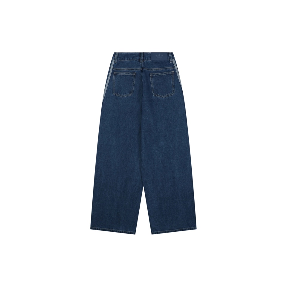 Adidas Originals Three-Stripe Denim Wide-Leg Pants Blue Back view