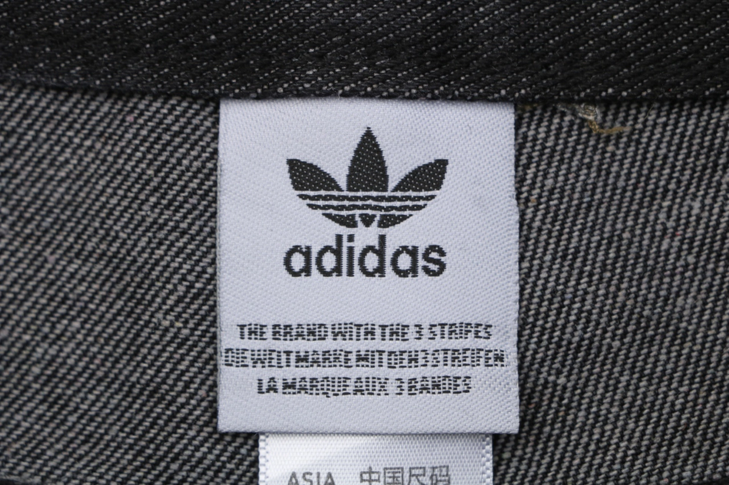 Adidas Originals Three-Stripe Denim Wide-Leg Pants Black Brand label