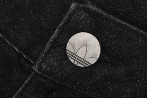 Adidas Originals Three-Stripe Denim Wide-Leg Pants Black Button