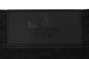 Adidas Originals Three-Stripe Denim Wide-Leg Pants Black Brand label