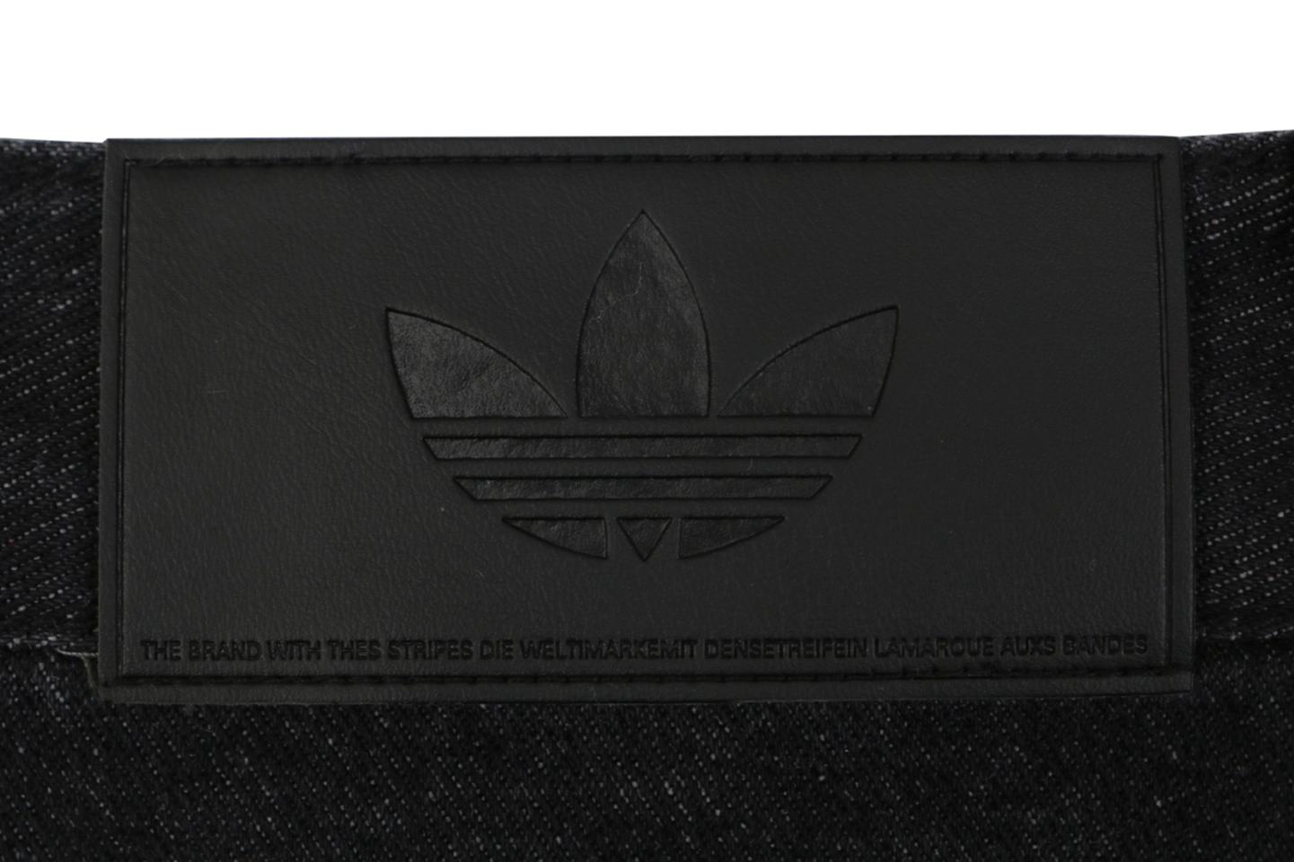 Adidas Originals Three-Stripe Denim Wide-Leg Pants Black Brand label