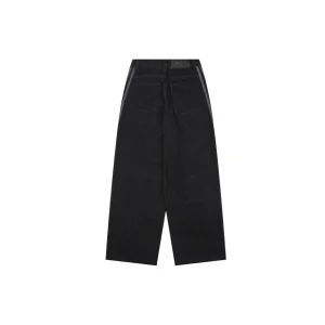 Adidas Originals Three-Stripe Denim Wide-Leg Pants Black Back view