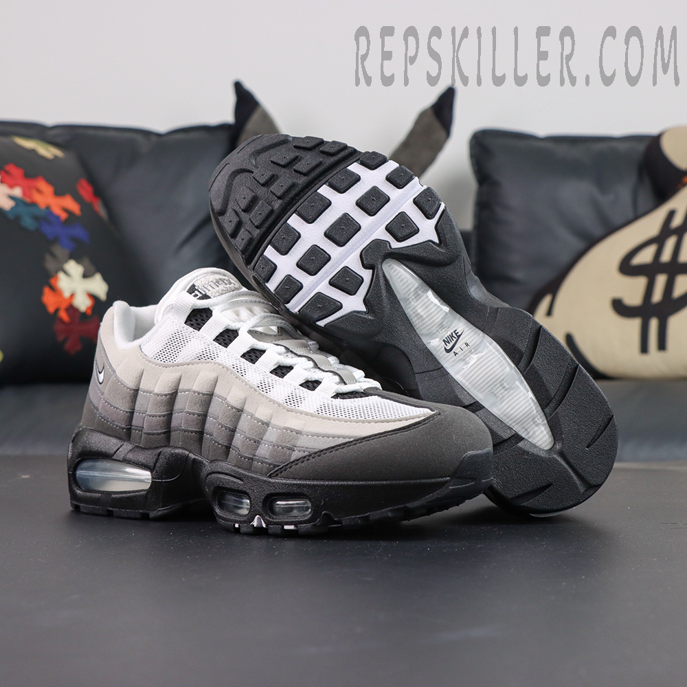 Nike Air Max 95 “Big Bubble - Granite” outsole and side profile with classic Big Bubble Air cushioning