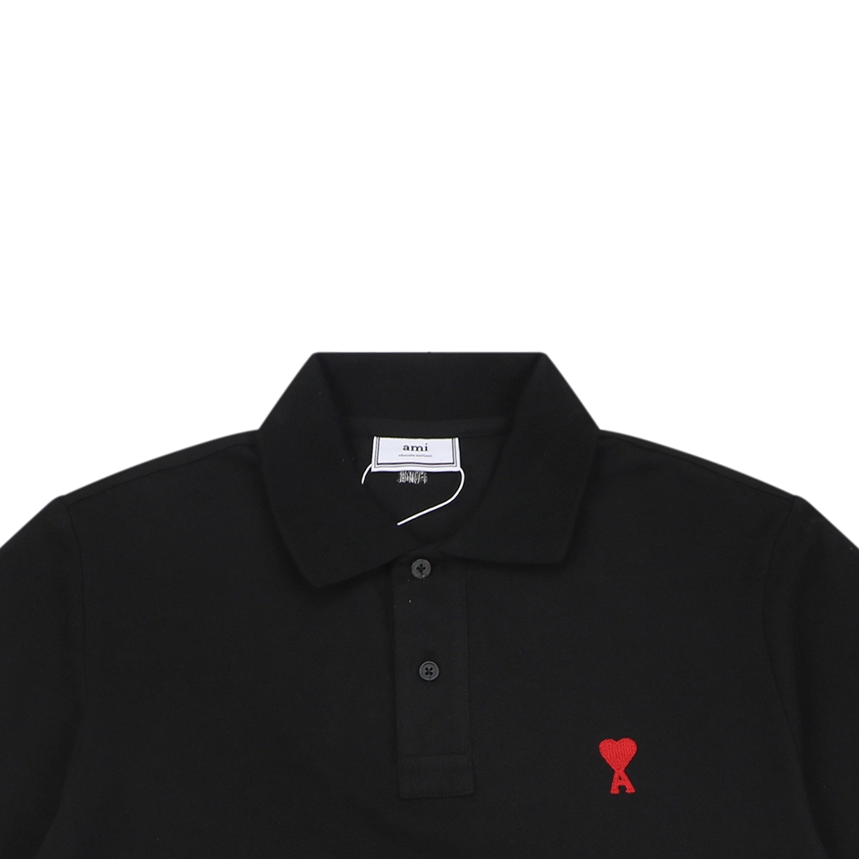 Ami de Coeur Heart Logo Polo T-Shirt Black