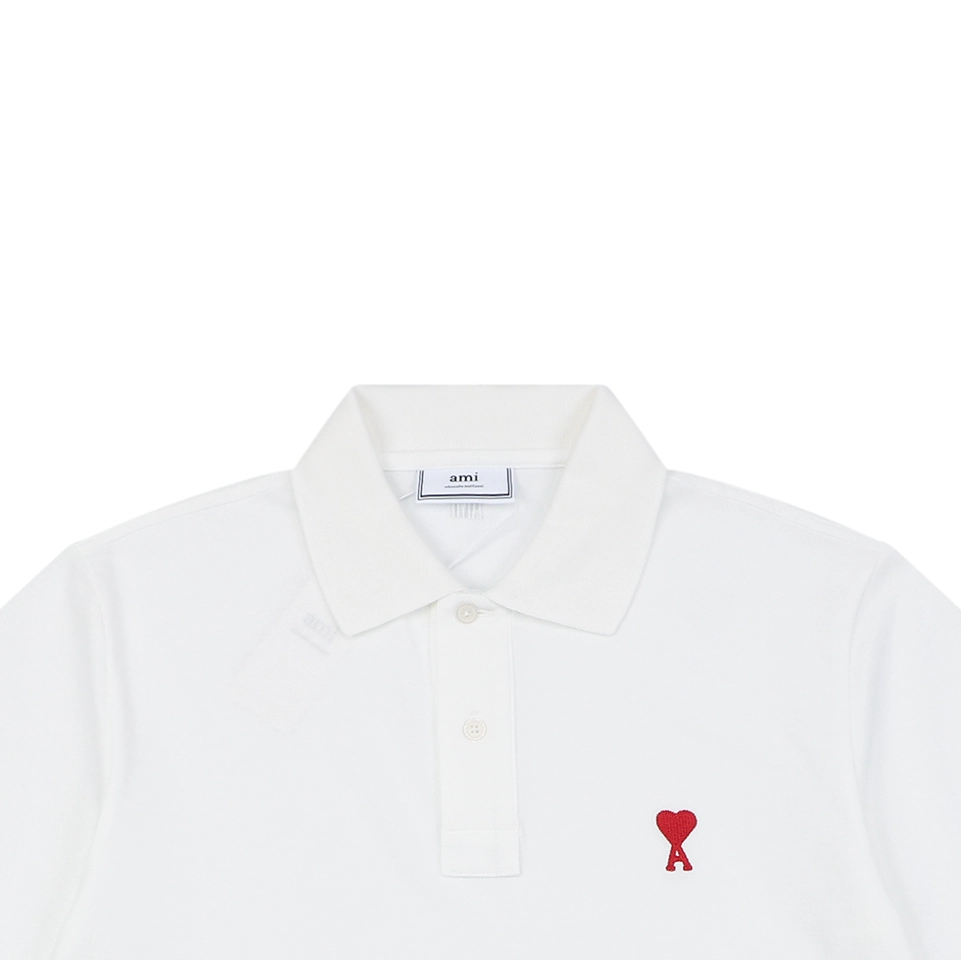 Ami de Coeur Heart Logo Polo T-Shirt White