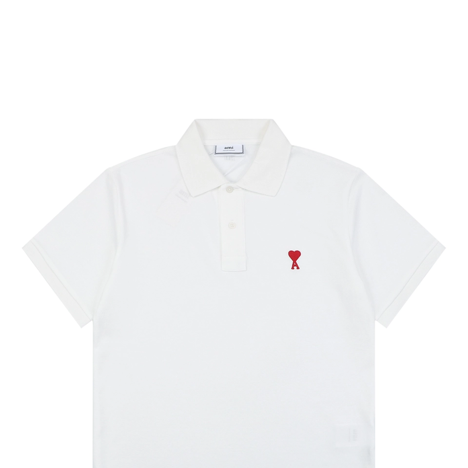 Ami de Coeur Heart Logo Polo T-Shirt White