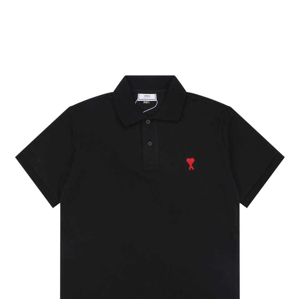 Ami de Coeur Heart Logo Polo T-Shirt Black