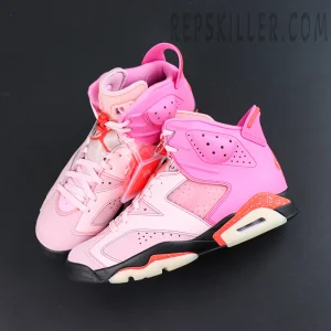 Awake NY x Air Jordan 6 Retro “Playful Pink Infrared” top-down view highlighting layered pink upper and collaborative details