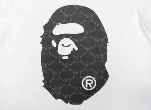 BAPE Diamond Grid Ape Head Graphic T-Shirt White Front Print