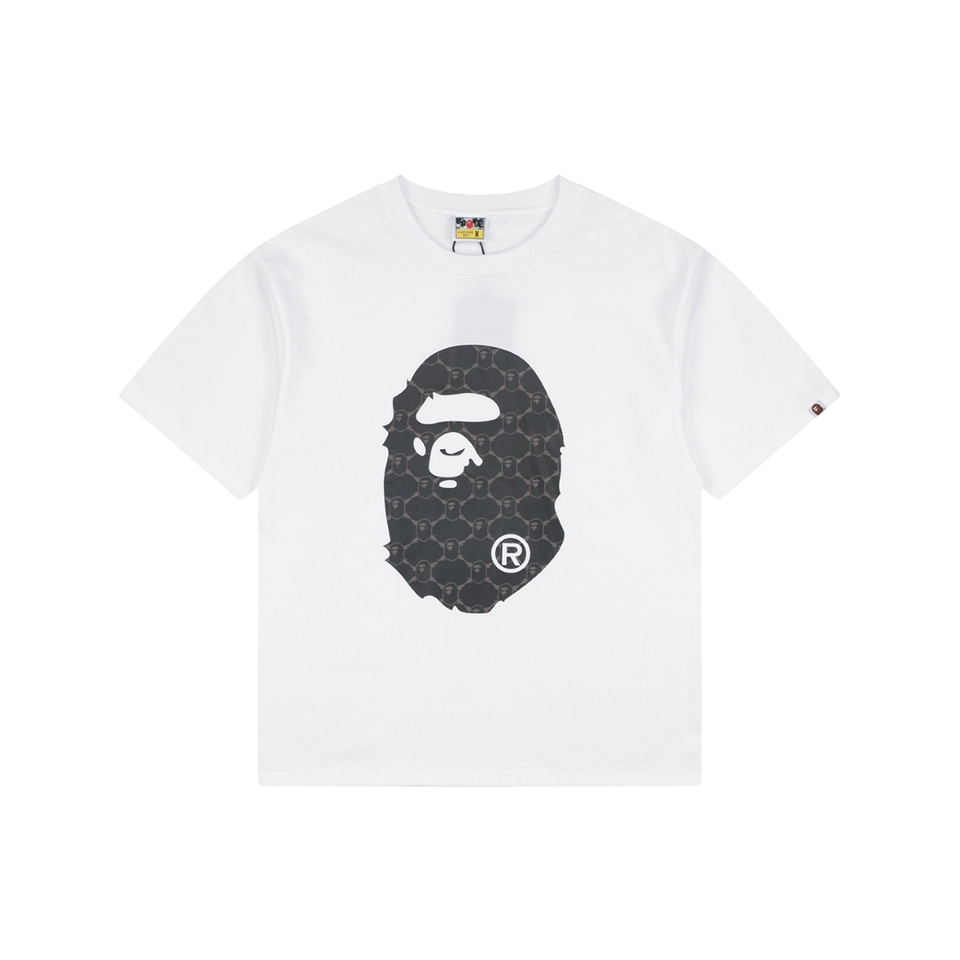 BAPE Diamond Grid Ape Head Graphic T-Shirt White Front Print