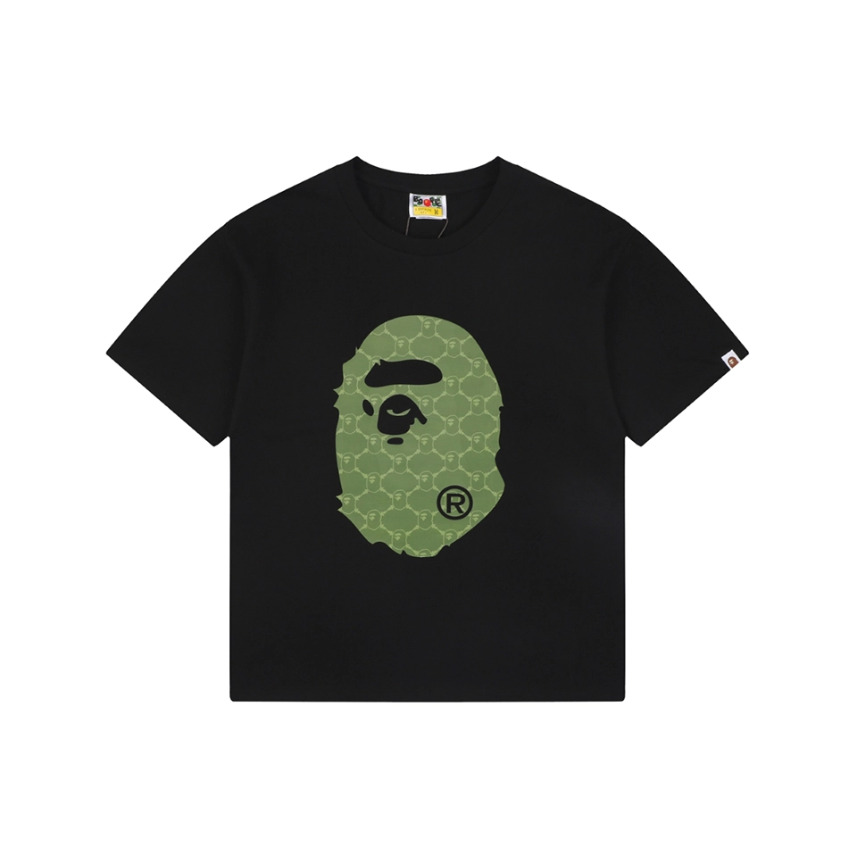 BAPE Diamond Grid Ape Head Graphic T-Shirt Black Front view