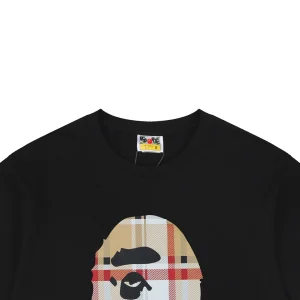 BAPE Plaid Ape Head Graphic T-Shirt Black