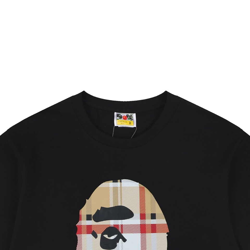 BAPE Plaid Ape Head Graphic T-Shirt Black