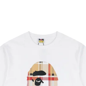 BAPE Plaid Ape Head Graphic T-Shirt White