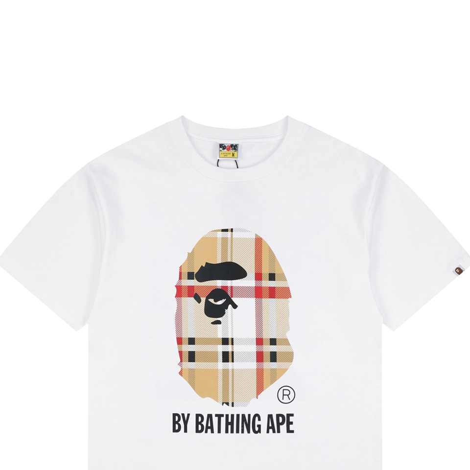 BAPE Plaid Ape Head Graphic T-Shirt White