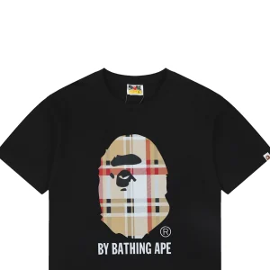 BAPE Plaid Ape Head Graphic T-Shirt Black