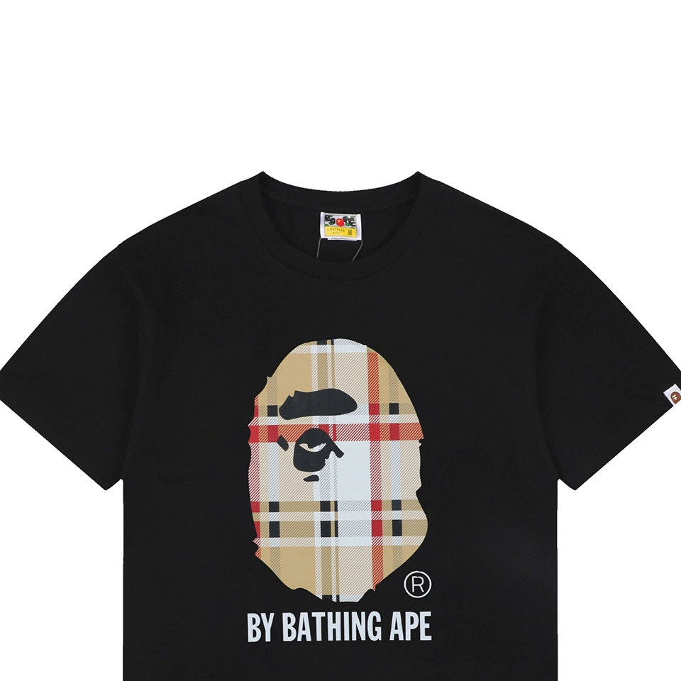 BAPE Plaid Ape Head Graphic T-Shirt Black