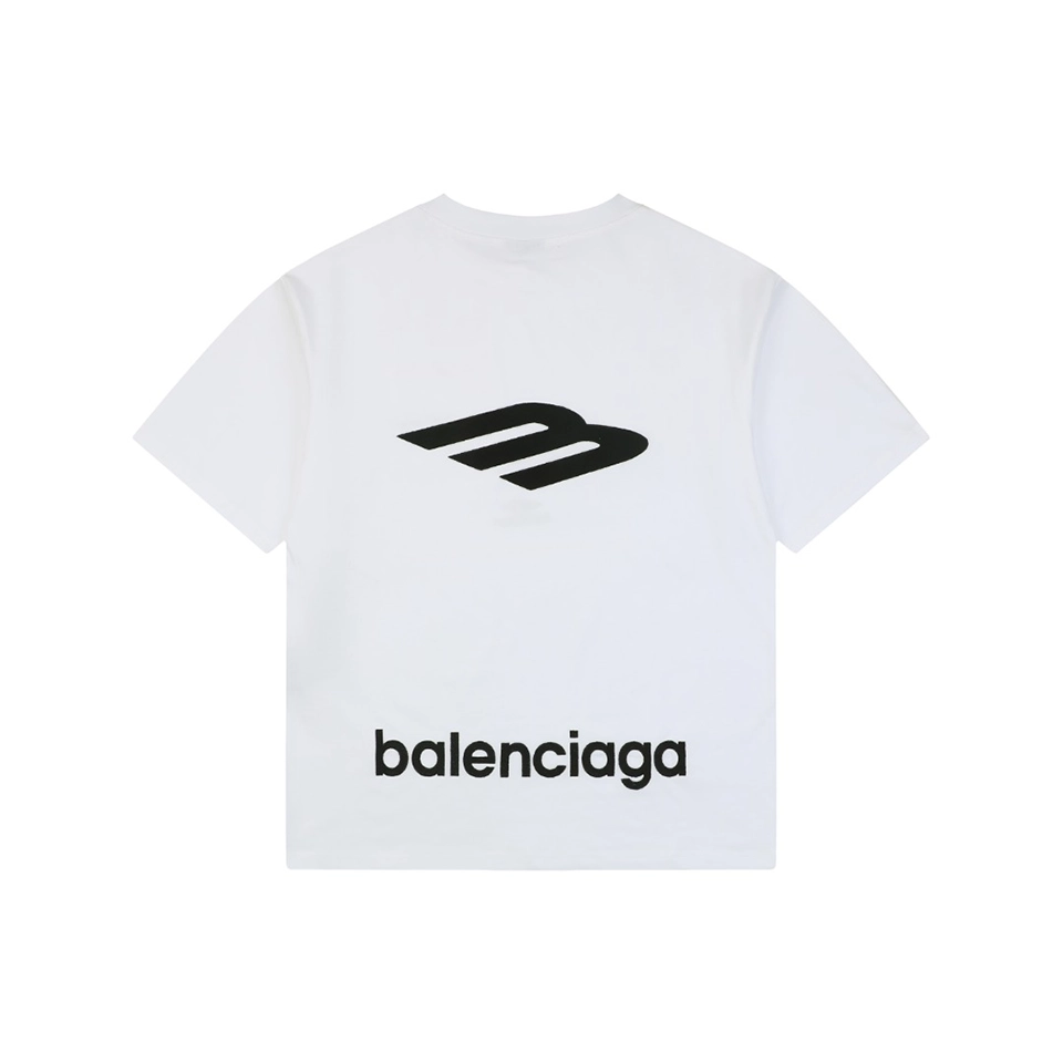 Balenciaga 3B Back Logo Embroidered Oversized T-Shirt White Back view